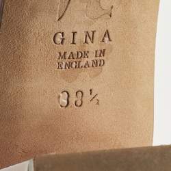 مملوكة مسبقًا Gina Pink Leather Crystal Embellish Arizona Slide Sandals Size 38.5