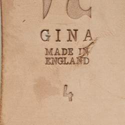 Pre Owned Gina Grey Leather Galaxy Crystals Slide Sandals Size 37