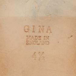 Pre Owned Gina Black Leather Crystal Embellished Leather Flat Slides Size 37.5