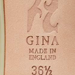 Pre Owned Gina Grey Patent Leather Crystal Embellished Slide Sandals Size 36.5