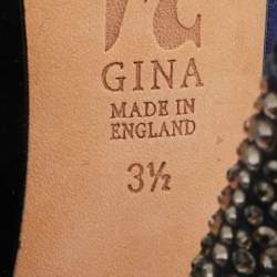 Pre Owned Gina Blue Velvet Jenna Platform Pumps Size 36.5