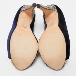 Pre Owned Gina Blue Velvet Jenna Platform Pumps Size 36.5