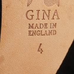 Pre Owned Gina Black Crystal Embellished Satin Open Toe Platform Pumps Size 39