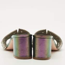 مملوكة مسبقًا Gina Multicolor Leather Crystal Embellish Utah Slide Sandals Size 39