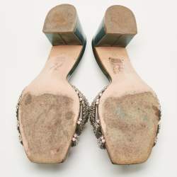 مملوكة مسبقًا Gina Multicolor Leather Crystal Embellish Utah Slide Sandals Size 39