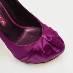 Pre Owned Gina Purple Satin Clair Hoodie Platform Pumps Size 39.5