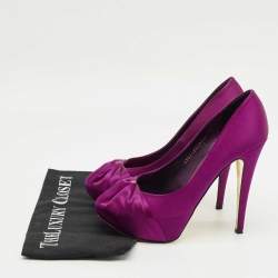 Pre Owned Gina Purple Satin Clair Hoodie Platform Pumps Size 39.5
