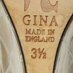 Pre Owned صندل سليد جينا إسفين روديو جلد منقوش بلون رمادي تمساح مقاس 36.5