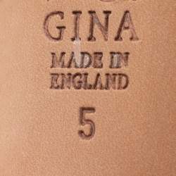 Pre Owned صندل سلايد جينا ساتان لامع ميتاليك بحزام خلفي مقاس 38