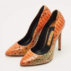 Pre Owned Gina Wynne Jungle Size 37 Multicolor Python Leather Pumps