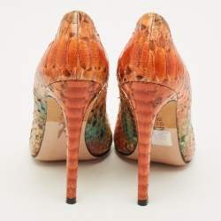 Pre Owned Gina Wynne Jungle Size 37 Multicolor Python Leather Pumps