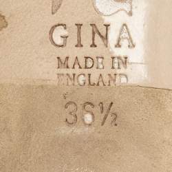 Pre Owned صندل سلايد جينا جلد أرجواني/أخضر مزخرف كريستال مقاس 40