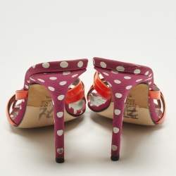 Pre Owned صندل سلايد جينا جلد لامع أحمر سيور متقاطعة مقاس 39.5