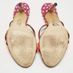 Pre Owned صندل سلايد جينا جلد لامع أحمر سيور متقاطعة مقاس 39.5