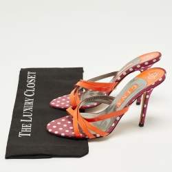 Pre Owned صندل سلايد جينا جلد لامع أحمر سيور متقاطعة مقاس 39.5