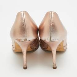 مملوكة مسبقًا صندل جينا نعل سميك سيور كاحل مزخرف كريستال جلد بيج مقاس 37