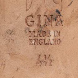 مملوكة مسبقًا Gina Size 37.5 Gold Leather Crystal Embellished Slide Sandals