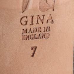 Pre Owned Gina Size 40 Brown Crystals and Satin Pumps