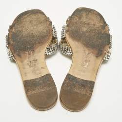 مملوكة مسبقًا صندل جينا فلات مزخرف كريستال جلد أصفر مقاس 41