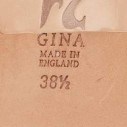 Pre Owned صندل جينا مزخرف مسطح بأسود ساتان مع سيور مقاس 38.5