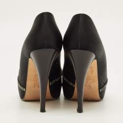 مملوكة مسبقًا Gina Size 40.5 Black Satin Crystal Embellished Pumps