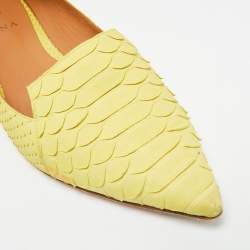 Pre Owned Gina Size 41 Yellow Python Leather Ballet Flats