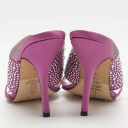 Pre Owned صندل سلايد جينا بلورات أرجوانية وحرير مقاس 39.5