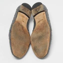 Pre Owned Gina Size 41 Grey Satin Crystal Embellished Ballet Flats