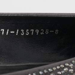 Pre Owned Gina Size 41 Grey Satin Crystal Embellished Ballet Flats