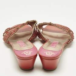 مملوكة مسبقًا Gina Size 41 Two Tone Leather Crystal Embellished Slide Sandals