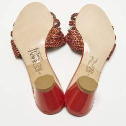 مملوكة مسبقًا Gina Size 41 Two Tone Leather Crystal Embellished Slide Sandals