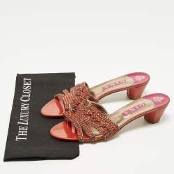 مملوكة مسبقًا Gina Size 41 Two Tone Leather Crystal Embellished Slide Sandals