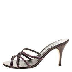 Gina Purple Crystal Embellished Slides Size 38.5
