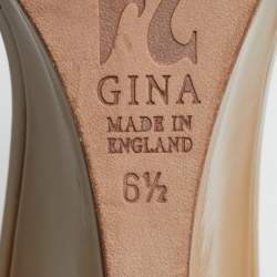 Pre Owned صندل بكعب عريض جينا سيراكيوز جلد بيج مزخرف كريستال مقاس 39.5