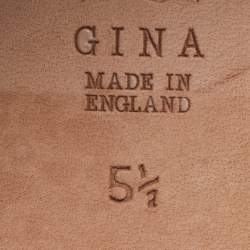 Pre Owned Gina Size 38.5 Grey Croc Embossed Leather Crystal Embellished Slide Sandals