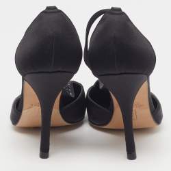 Pre Owned حذاء كعب عالي جينا ساتان رمادي بزخارف كريستال وحزام على الكاحل على شكل حرف T مقاس 37