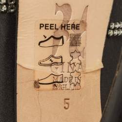 Pre Owned حذاء كعب عالي جينا مزخرف بكريستال و بنعل سميك و بمقدمة مفتوحة ساتان أسود مقاس 39