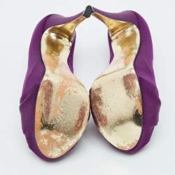 Pre Owned Gina Clair Hoodie Size 38.5 Purple Satin Platform Pumps