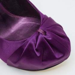Pre Owned Gina Clair Hoodie Size 38.5 Purple Satin Platform Pumps