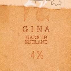 Pre Owned Gina Size 37.5 Pink Leather Crystal Embellished  Flat Slides