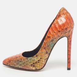 Pre Owned Gina Wynne Size 37 Multicolor Python Leather Pumps
