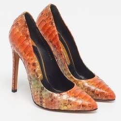Pre Owned Gina Wynne Size 37 Multicolor Python Leather Pumps