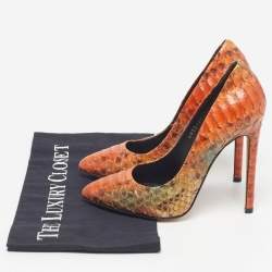 Pre Owned Gina Wynne Size 37 Multicolor Python Leather Pumps