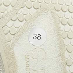 Pre Owned Gina Gioia Size 38 Black Leather and Satin Crystal Embellished Slip On Sneakers