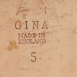 Pre Owned Gina Orion Size 38 Burgundy Leather Crystal Embellished Flat Slide Sandals