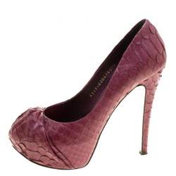 Gina Bordeaux Python Leather Elle Platform Pumps Size 38