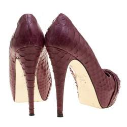 Gina Bordeaux Python Leather Elle Platform Pumps Size 38