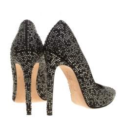 Gina Black Satin Anais Crystal Embellished Pumps Size 38