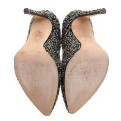 Gina Black Satin Anais Crystal Embellished Pumps Size 38
