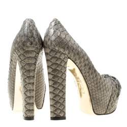 Gina Grey Python Leather Claire Hoodie Platform Pumps Size 36.5